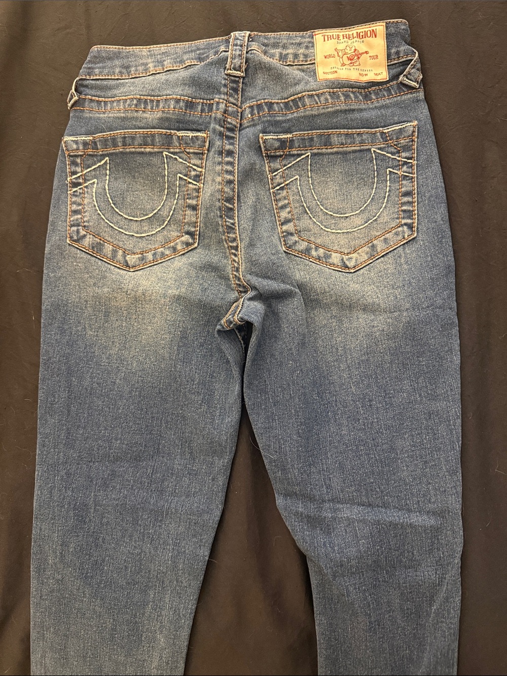 True Religion Straight Leg Denim Jeans in Blue Wash